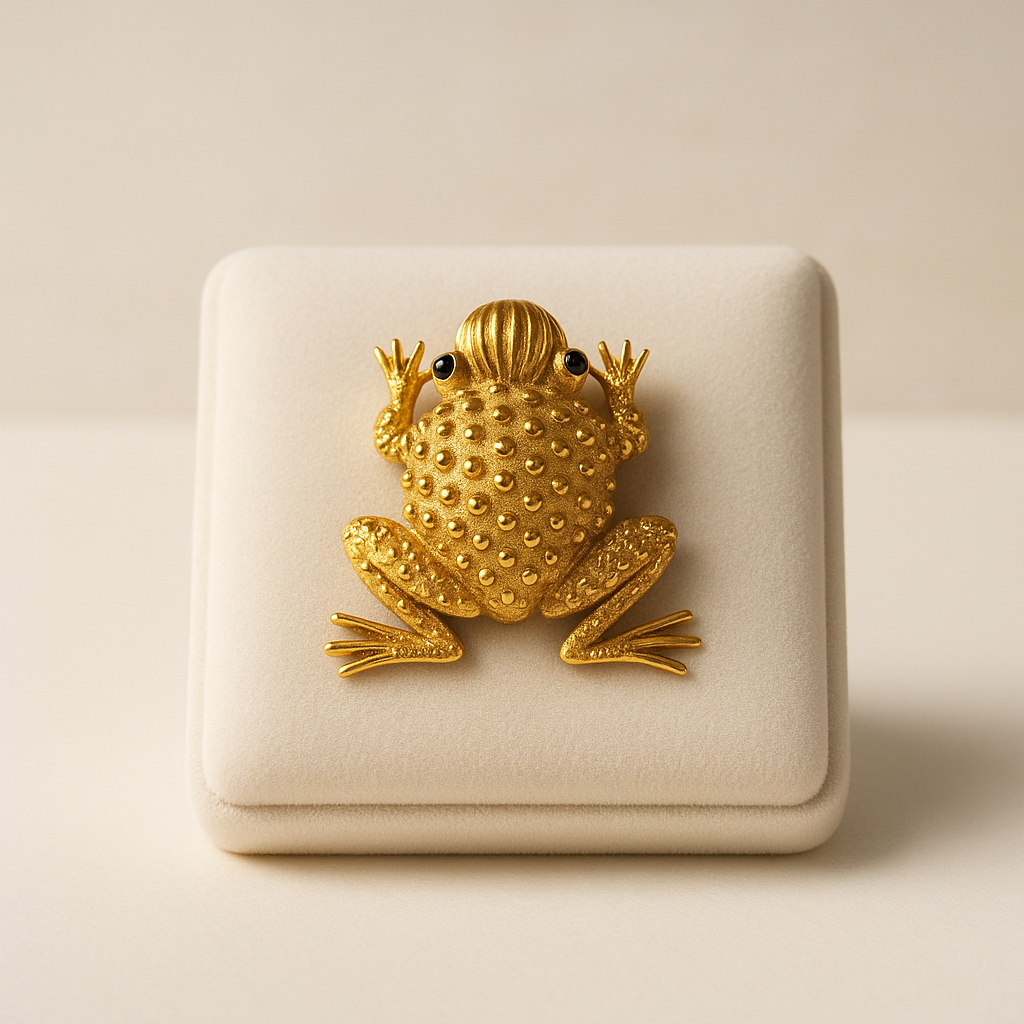 Erwin Gold Pearl Frog Brooch