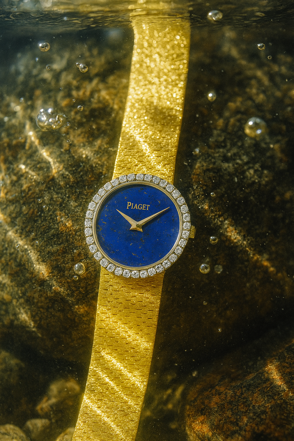 PIAGET Vintage Diamond Lapis Lazuli Dial 18K Gold Watch